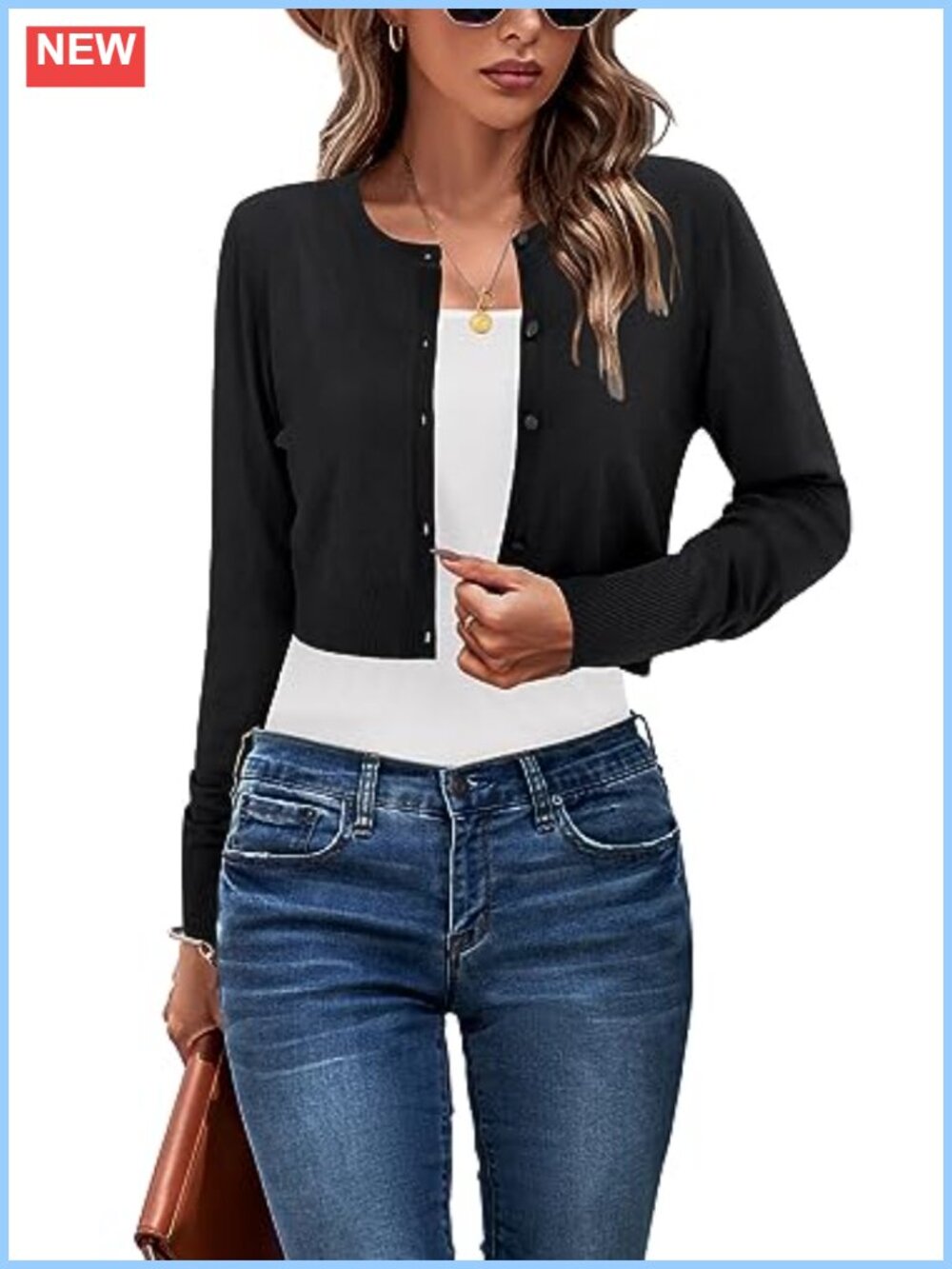 Cropped Cardigan Sweater Women Open Front Knit Bolero Shrug Button Down